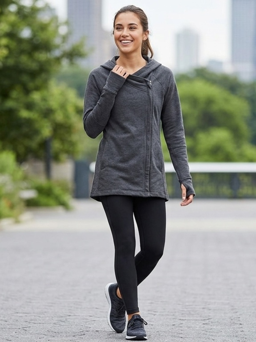 The North Face Dark Grey Knit Asymmetrical Full Zip Up Lightweight Jacket Medium